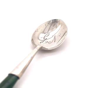 Sterling Silver: Sterling Silver and Greenstone Teaspoon