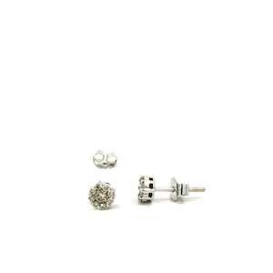 Jewellery Earrings: Diamond Cluster Stud Earrings in 18ct White Gold