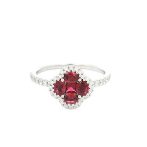 Ruby Diamond Clover Ring