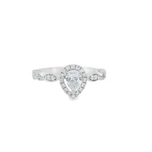 Jewellery Engagement Rings: Pear Cut Diamond Halo Ring