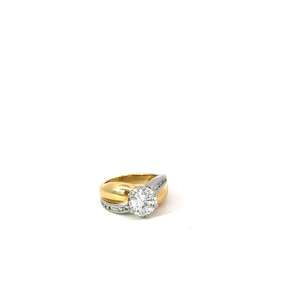 Large Diamond Cross Over Solitaire Ring
