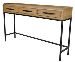 Oak Hall Table 3 Drawer