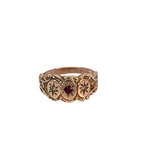 Jewellery Antique Vintage: Antique Ruby Diamond Starburst Ring
