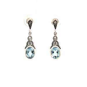 Jewellery Recently Sold: Oval Blue Topaz Drop Earrings