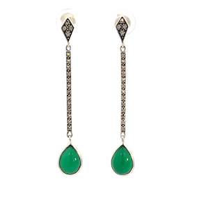 Jewellery Recently Sold: Pear Green Agate Drop Earrings