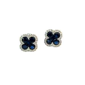Jewellery Recently Sold: Sapphire Diamond Clover Stud Earrings
