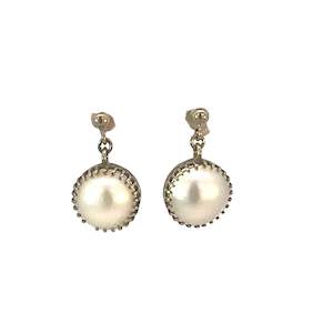 Pre Loved: Mabe Pearl Drop Earrings in 9ct Yellow Gold