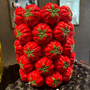 Locket: Glazed Ceramic Red Tomato Pot - Large