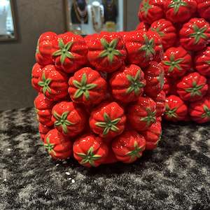 Glazed Ceramic Red Tomato Pot - Medium