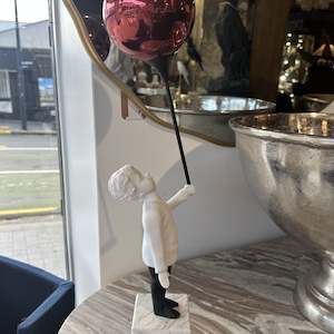Boy Holding Red Balloon Figurine - Banksy Style