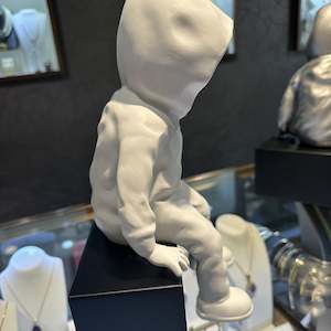 Sitting Person Sculpture - Banksy Style - White