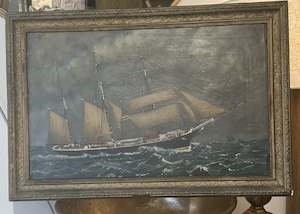 Antique Ship Oil Painting