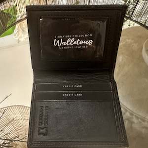 Leather Mens Wallet  - Slim Black