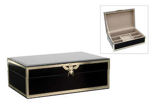 Black Gold Glass Bee Jewellery Box