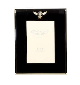 Black Glass Frame with Gold Bee