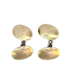 Jewellery Mens: Victorian Antique Yellow Gold Cuff Links
