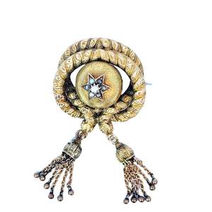 Jewellery Brooches: Antique Victorian Diamond Tassel Brooch