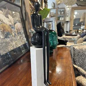 Long Legged Person on Marble Column Figurine