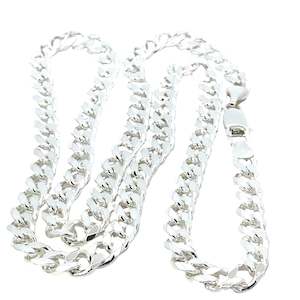 Jewellery Mens: Unisex Flat Curb Link Necklace in Sterling Silver - 60cm