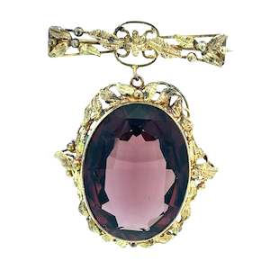 Jewellery Brooches: Antique Paste Brooch in 9ct Yellow Gold