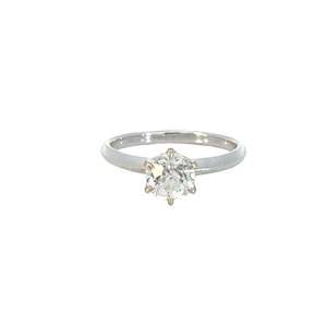 Jewellery Engagement Rings: Old European Diamond Solitaire Ring in 18ct White Gold - 0.98 carats