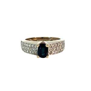 Jewellery Engagement Rings: Oval Sapphire Pave Diamond Ring