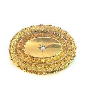 Antique Victorian Diamond Gold Brooch