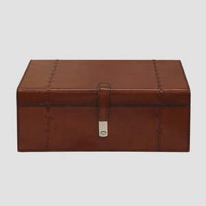 Homeware: Leather Box with Magnetic Clasp in Tan - Large