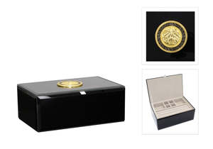 Homeware: Glass Jewellery Box with Insert - Black