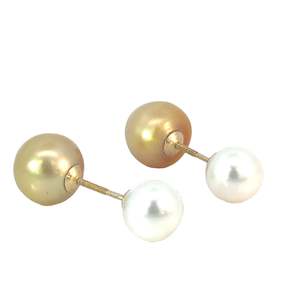 Pearl Necklace: Screw White and Gold Pearl Earrings