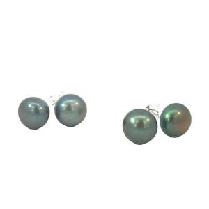 Peacock Green Dyed Fresh Water Pearl Studs