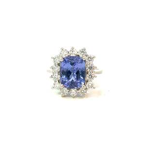 Tanzanite Diamond Halo Ring
