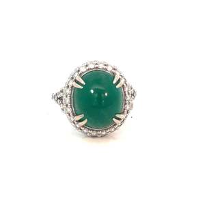 Jewellery Rings: Cabachon Emerald Diamond Ring