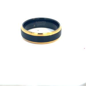 Black and Gold Tungsten Carbide Gents Band