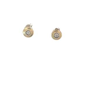 Diamond Gold Circular Stud Earrings