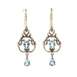 Jewellery Earrings: Blue Topaz Filigree Drop Earrings