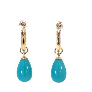 Jewellery Earrings: Detachable Turquoise Enhancer on Hoop Earrings
