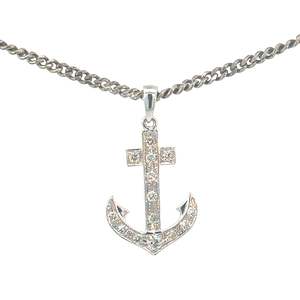 Jewellery Pendants: Diamond Anchor Pendant in White Gold