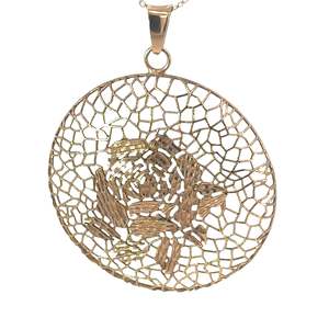 Rose Design Disc Pendant in 18ct Rose Gold