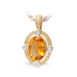 9ct Citrine Diamond Pendant Enhancer