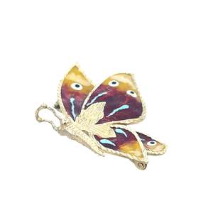 Jewellery Brooches: Enamel Butterfly Brooch in 9ct Yellow Gold