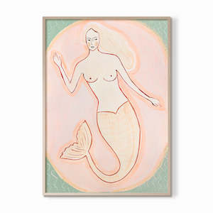 Sage: Coral Tailed Mermaid - Original Artwork on Paper by Jen Sievers