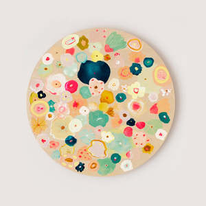 Originals On Canvas: Face Kisses - Original Artwork on Wood Panel by Jen Sievers