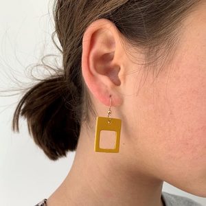 Products: ‘Frame Me’ Leather Earrings - Jennifer Strange