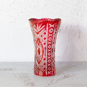 Vintage Cranberry Cut to Clear Vase – Cristal D’Arques Durand, France