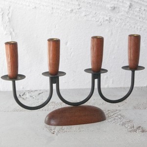 Mid-Century Modern Danish String Candelabra Teak and Metal - 1960s, Attributed to Luthje