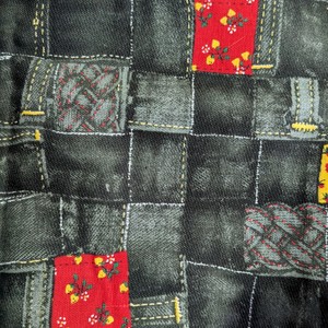 Green Patchwork Look Drill Fabric 1m