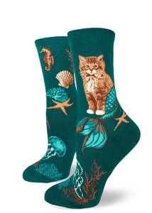 Funky Socks A: Purrmaids - Ladies Crew by Modsocks