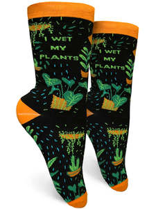 Funky Socks A: I Wet My Plants ~ Women's Crew Socks by Groovy Things