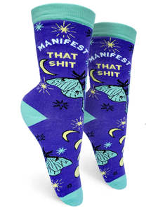 Manifest That Shit ~ Women's Crew Socks by Groovy Things